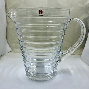 Iittala Aino Aalto Clear Glass Ribbed Pitcher